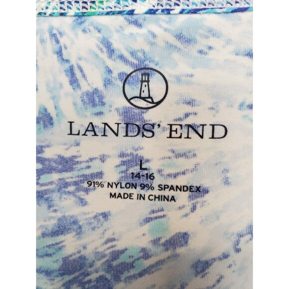 Lands' End Women's Tie-Dye Print Long Sleeve Rash Guard Swim Tee Size L (14-16) - Picture 3 of 5
